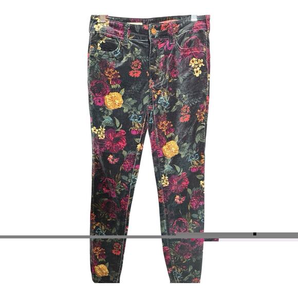 NWT Anthropologie Pilcro Skinny Velvet Floral Pants Womens 25 BOHO Stretch - Picture 3 of 4